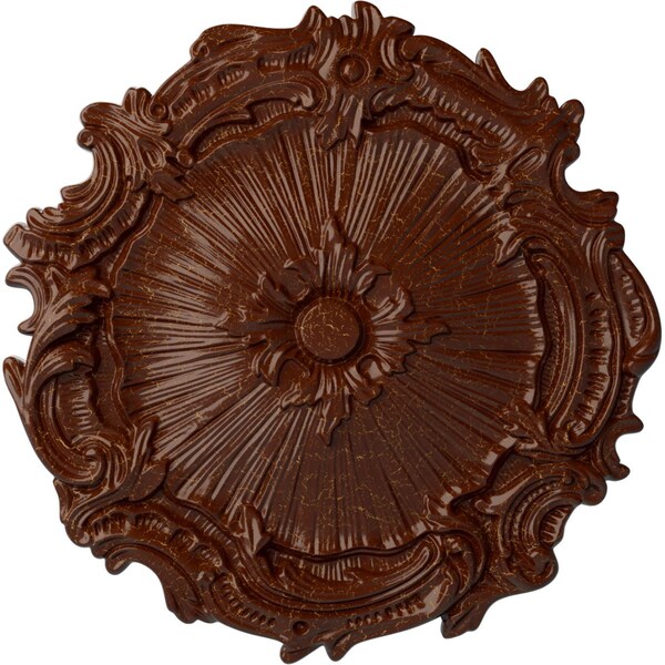 Ekena Millwork Plymouth Ceiling Medallion (Canopies up to 1 5/8"), 16 3/4"OD x 1 3/8"P, Burnished Mahogany Crackle CM16PLBMC - main